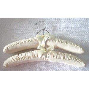 Fabric Padded Hangers Cream Color Linen /Cotton Material - Set of Two (2) Thick